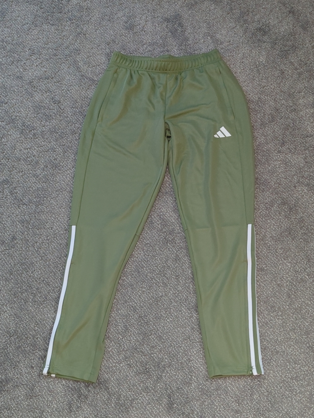 Adidas Mens Green Track Pants with White Stripes